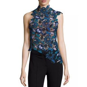 Self-Portrait Celeste Guipure Lace Asymmetric Top size US 2